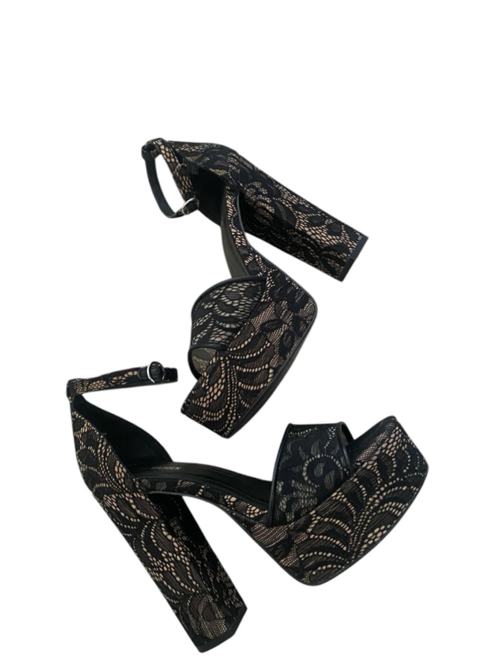Steve Madden Black Lace Platform Block Heels size 8 1/2 worn once